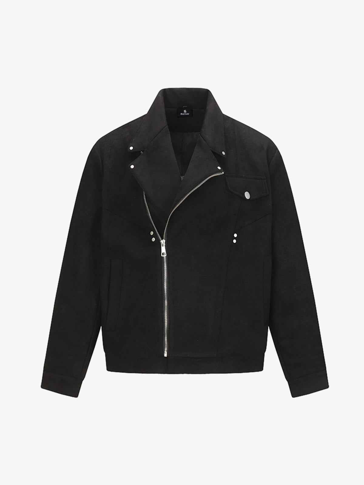 Suede Asymmetric Zip Biker Jacket