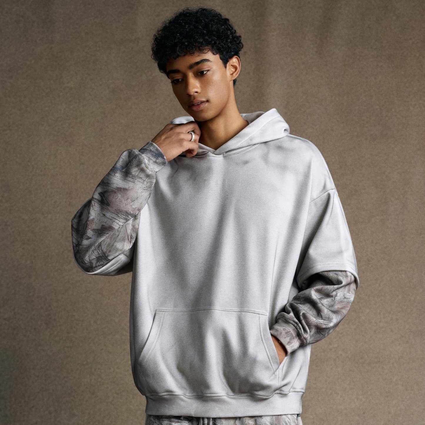 Frosted Camo Sleeve | Oversized Hoodie - Luxuryurbanwear