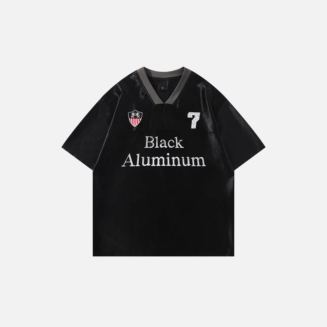 Embroidered Vintage V-Neck Racing Polyester T-Shirt - Luxuryurbanwear