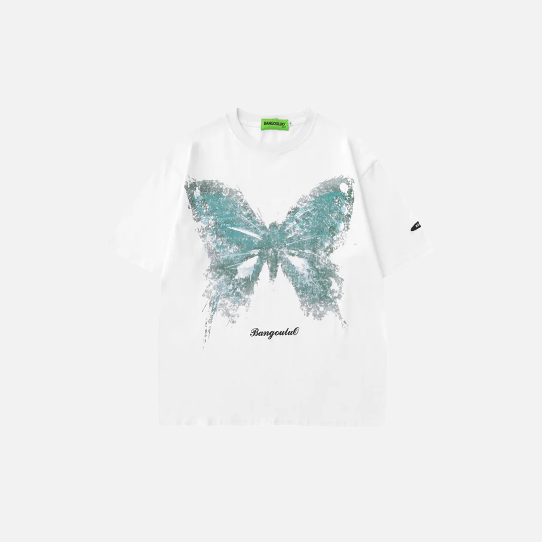 Cozy Butterfly Graphic Black Cotton T-Shirt - Luxuryurbanwear