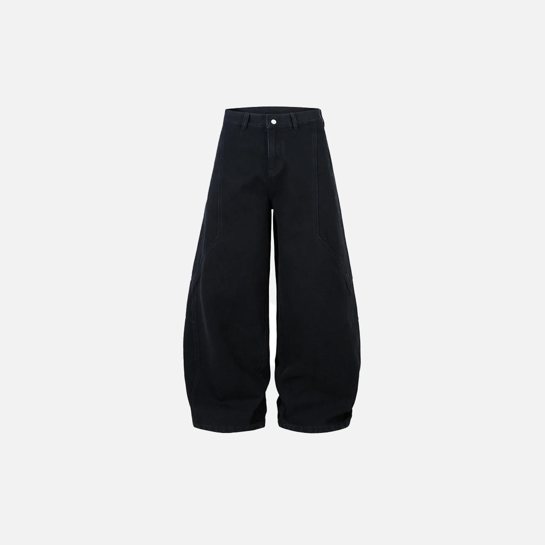 Faded Black Scimitar High Street Wide Leg Jeans - Luxuryurbanwear