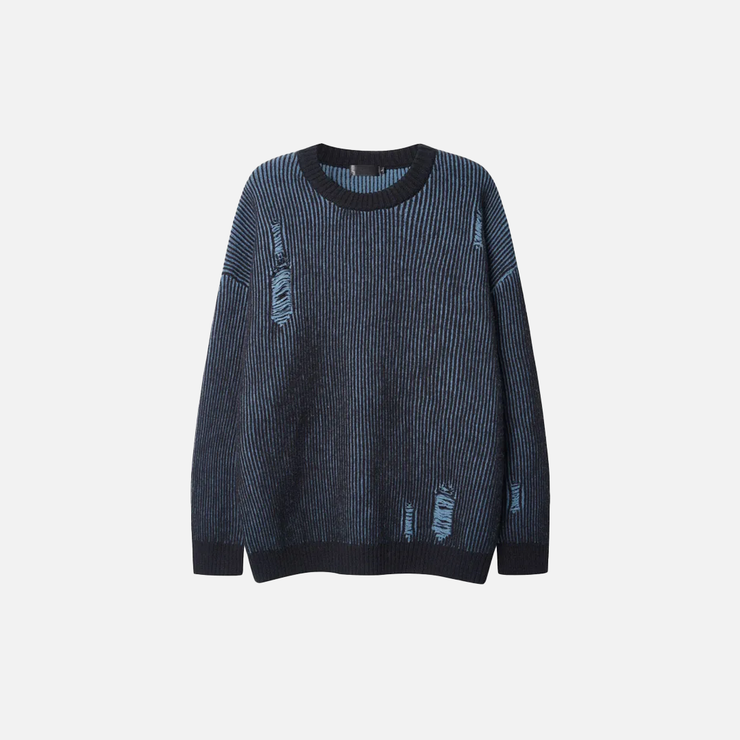 Y2K Grunge Knitted Stripe Ribbed Sweater - Luxuryurbanwear