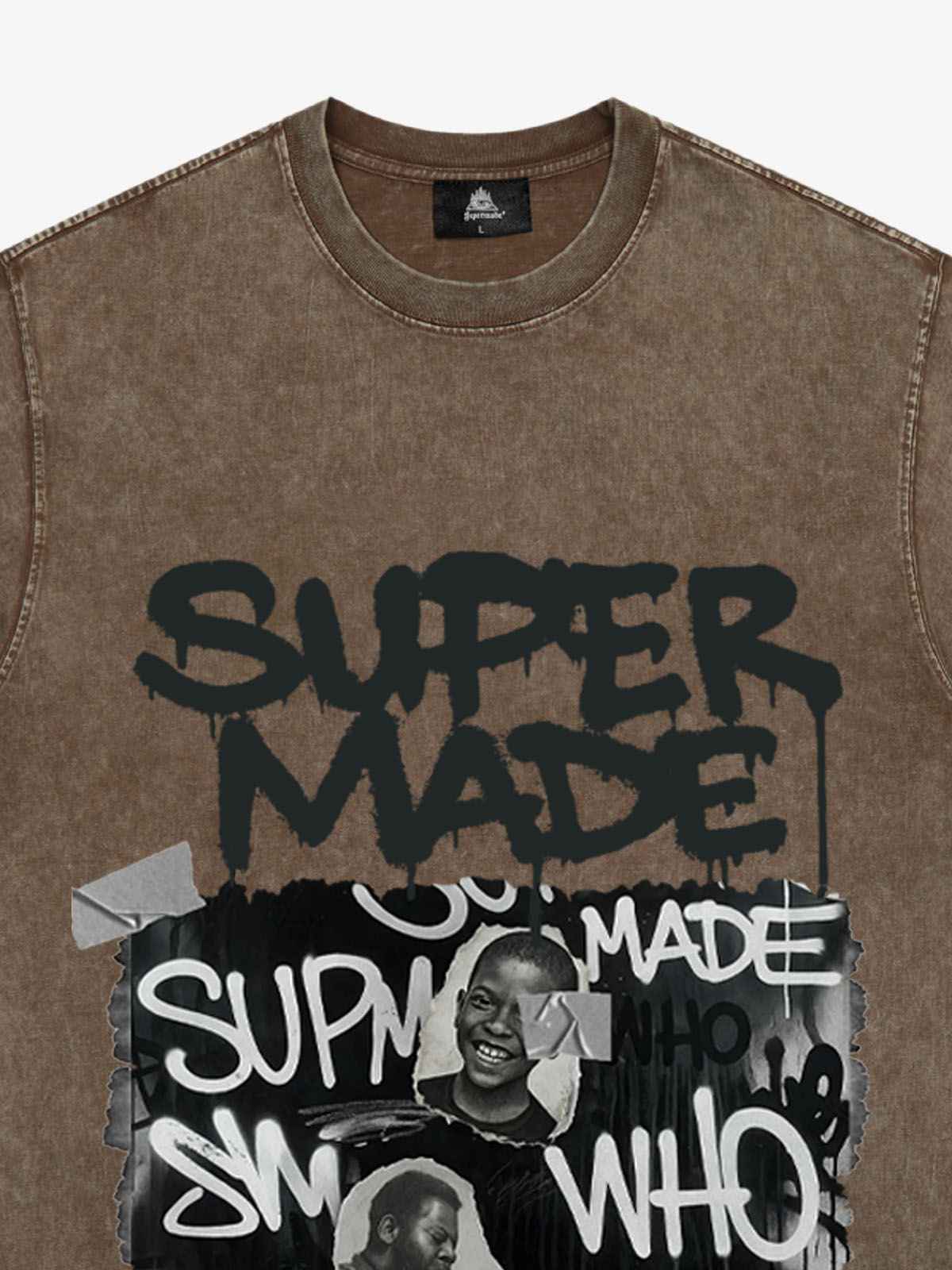 Streetwear Graffiti Character Collage Graphic T-Shirt