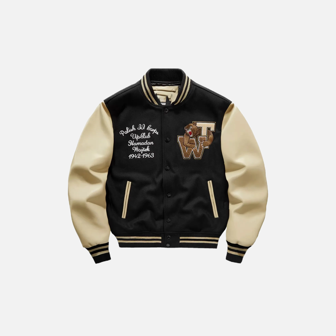 Embroidered Patchwork Woolen Baseball Varsity Jacket - Luxuryurbanwear