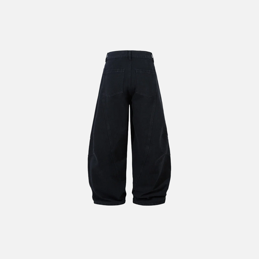 Faded Black Scimitar High Street Wide Leg Jeans - Luxuryurbanwear