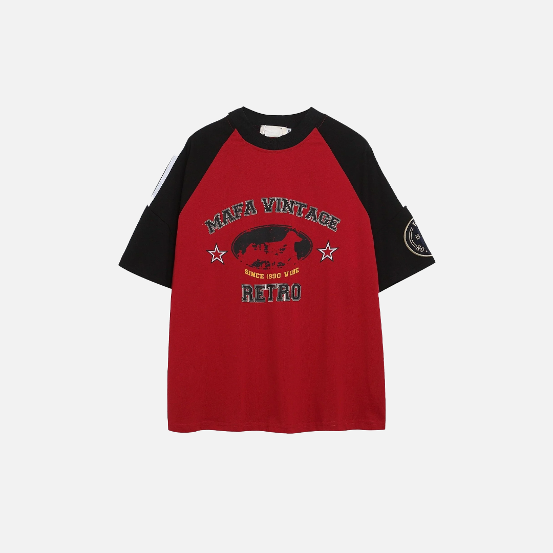 Durable Retro Patchwork Casual Cotton T-Shirt - Luxuryurbanwear