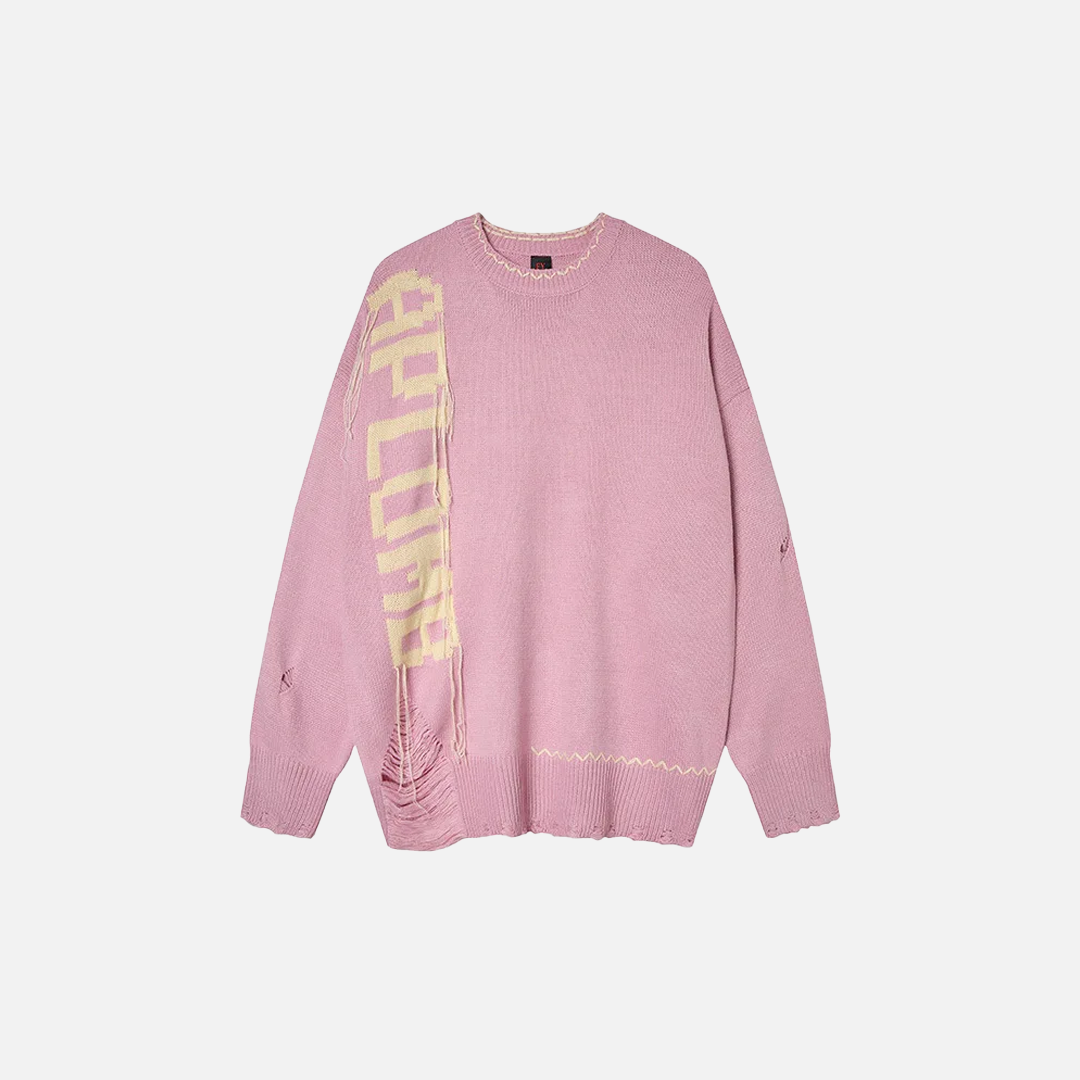 Y2K Women Cozy Distressed Oversized Knit Sweater - Luxuryurbanwear
