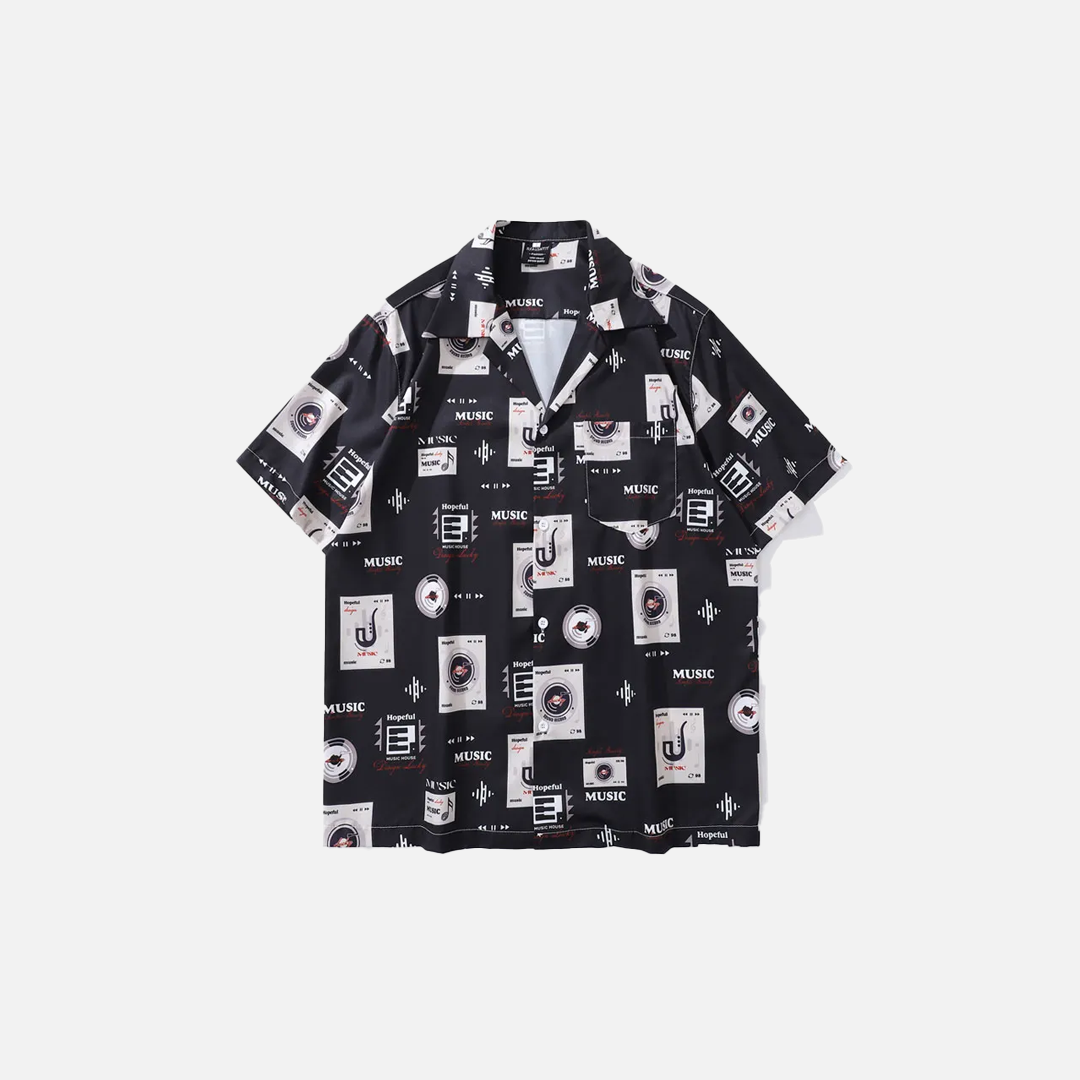 Retro Essential Music Player Graphic Short Sleeve Shirt - Luxuryurbanwear