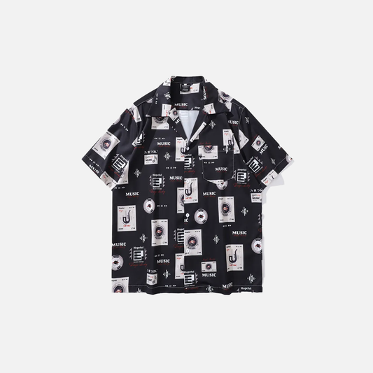 Retro Essential Music Player Graphic Short Sleeve Shirt - Luxuryurbanwear