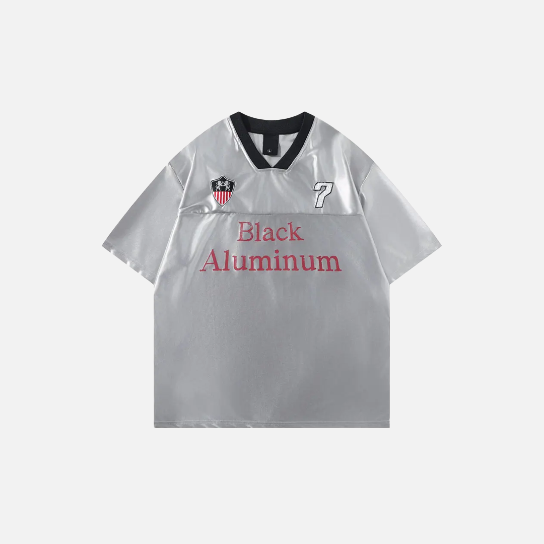 Embroidered Vintage V-Neck Racing Polyester T-Shirt - Luxuryurbanwear