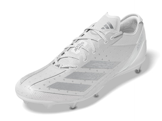 adidas Mens Adizero Electric American Football Sneaker White/Silver Metallic/White 8