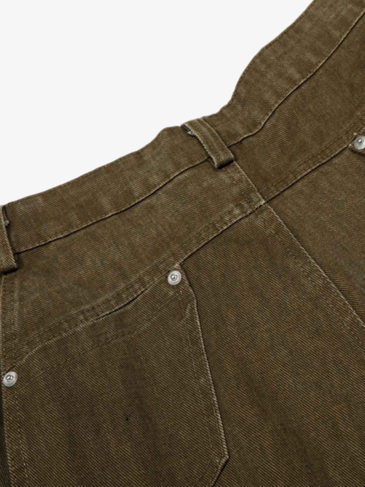 Washed Panel Cut Wide Leg Denim Jeans