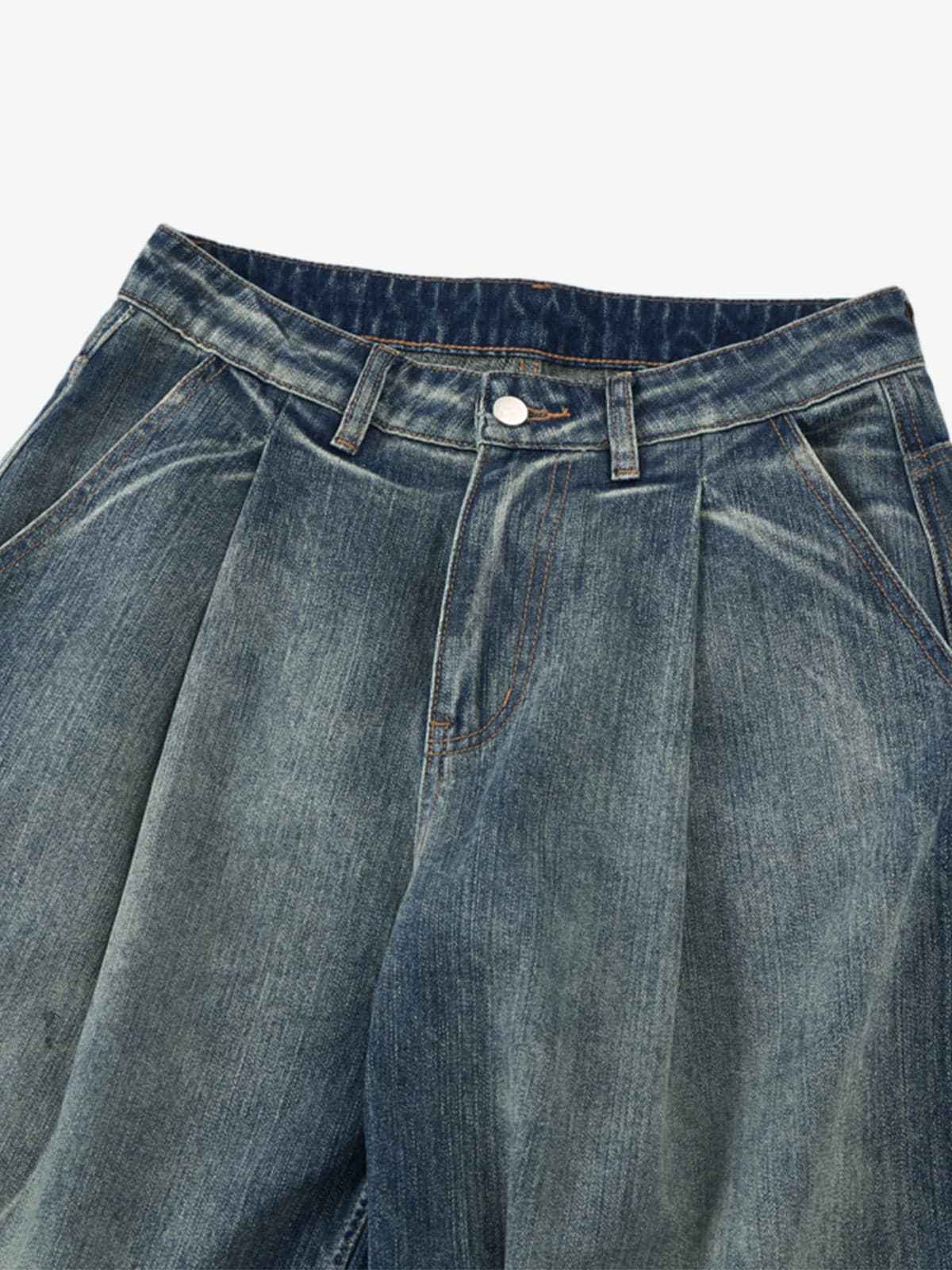 Vintage Pleated Fade Baggy Jeans