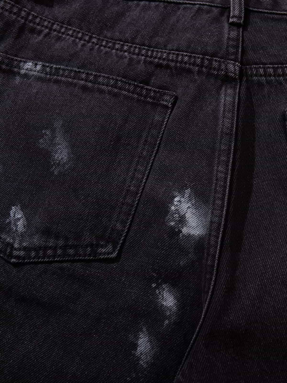Retro Rhinestone Graffiti Washed Straight Jeans - Luxuryurbanwear