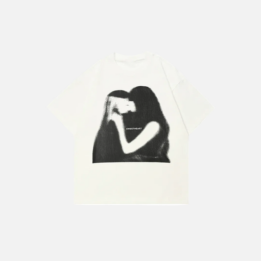 Graphic Kissing Aesthetic White T-Shirt - Luxuryurbanwear