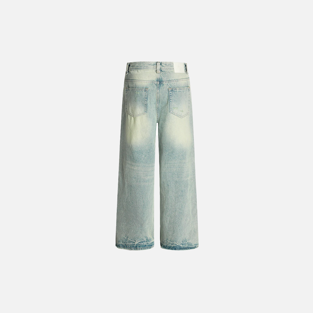 Breathable Distressed Ripped Denim Wide-Leg Jeans - Luxuryurbanwear