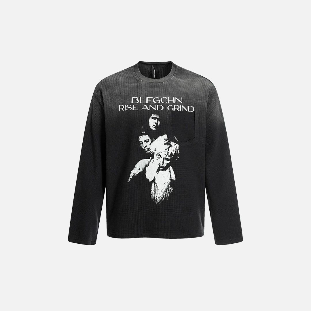 Unique Tie Dye Washed Distressed Long Sleeve T-Shirt - Luxuryurbanwear
