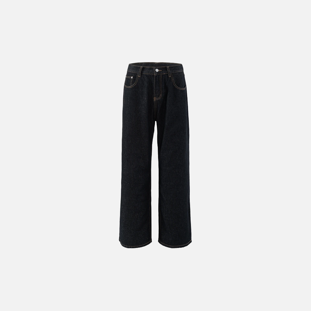 Durable Y2K Washed Raw Denim Wide Leg Jeans - Luxuryurbanwear