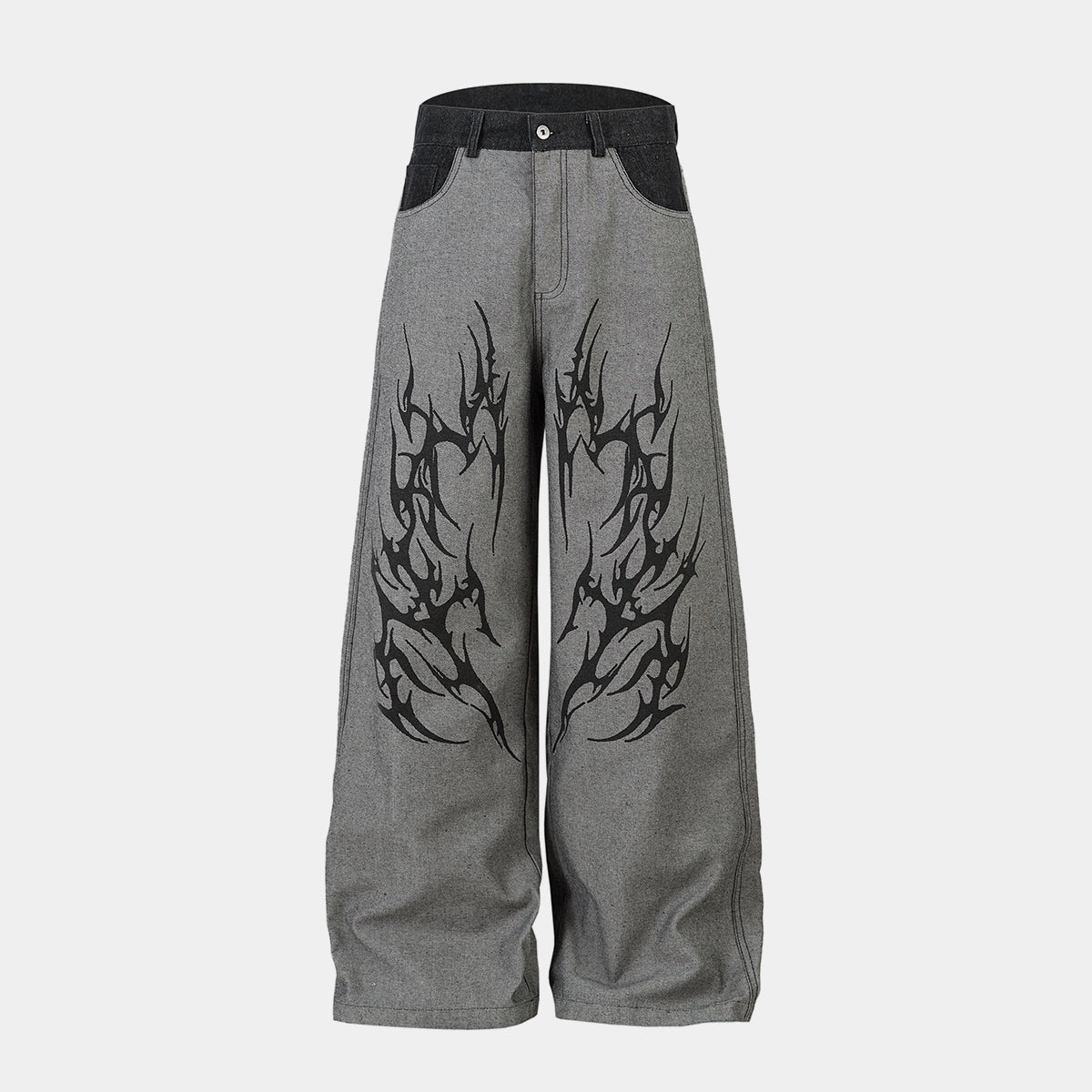 Tribal Flame Print | Baggy Jeans - Luxuryurbanwear