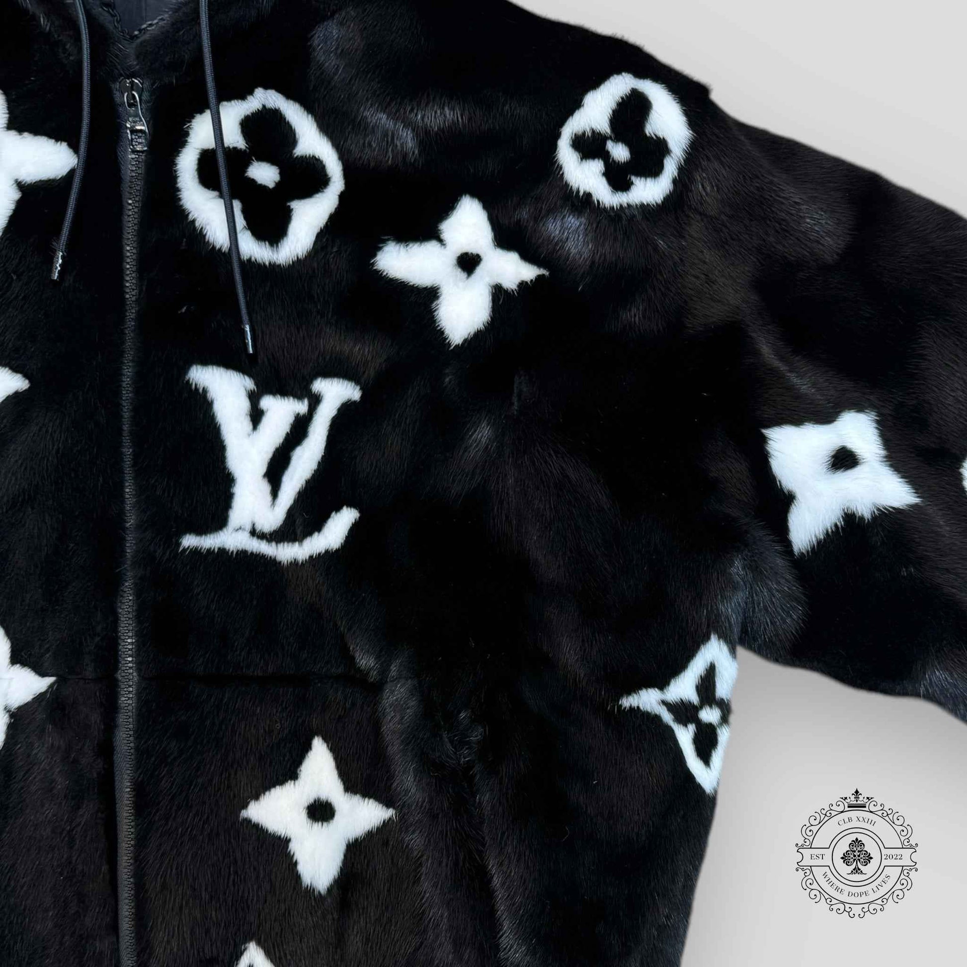 Louis Vuitton Monogram Mink Fur Zipped Jacket