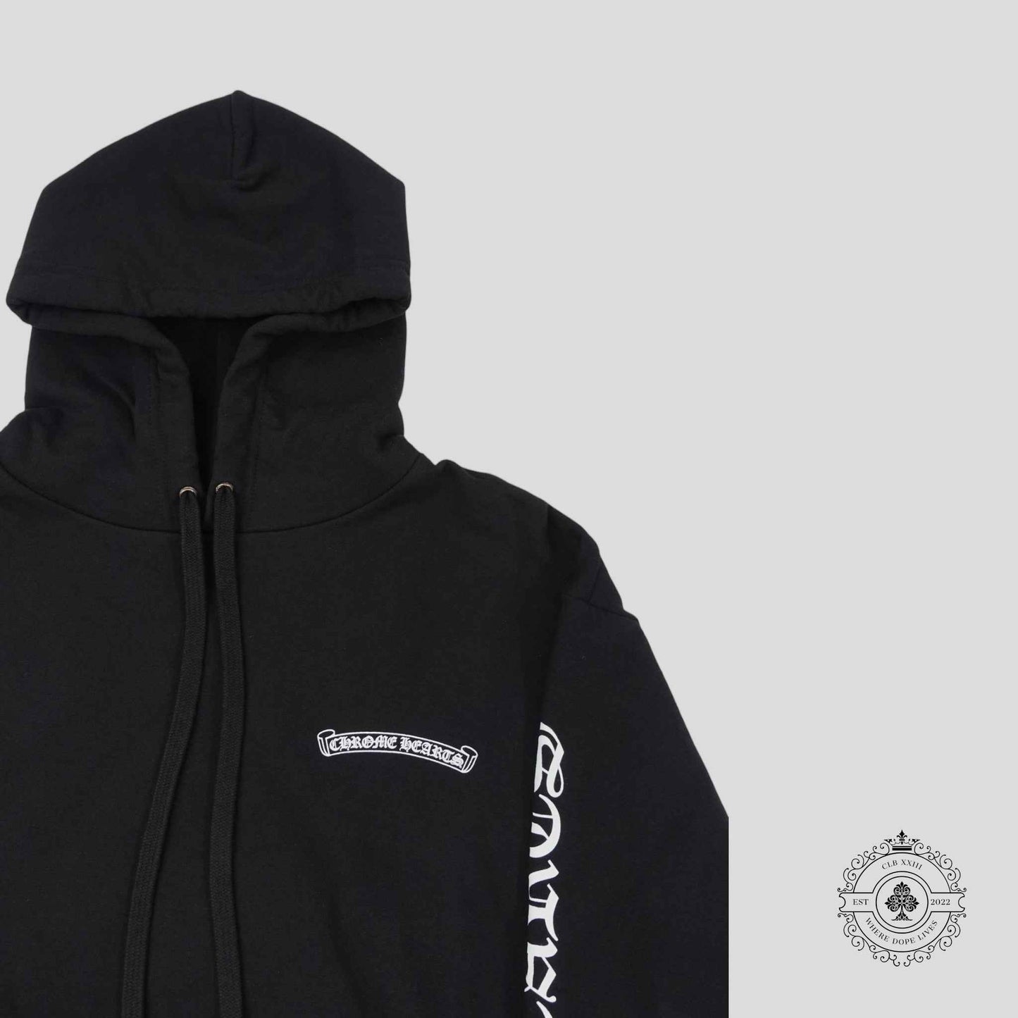 Chrome Hearts Scroll Logo Hoodie in Black