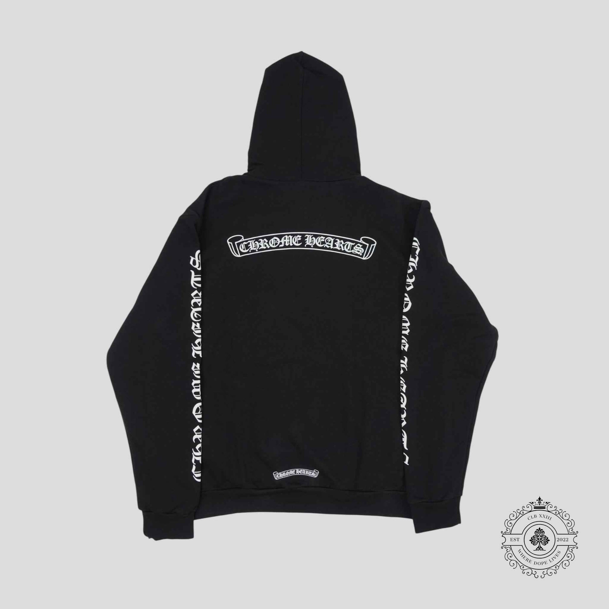Chrome Hearts Scroll Logo Hoodie in Black