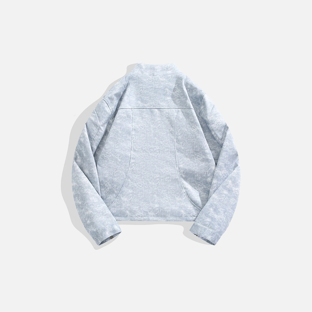 Chic Tie Dye Stand Collar Motorcycle Zipper Jacket - Luxuryurbanwear