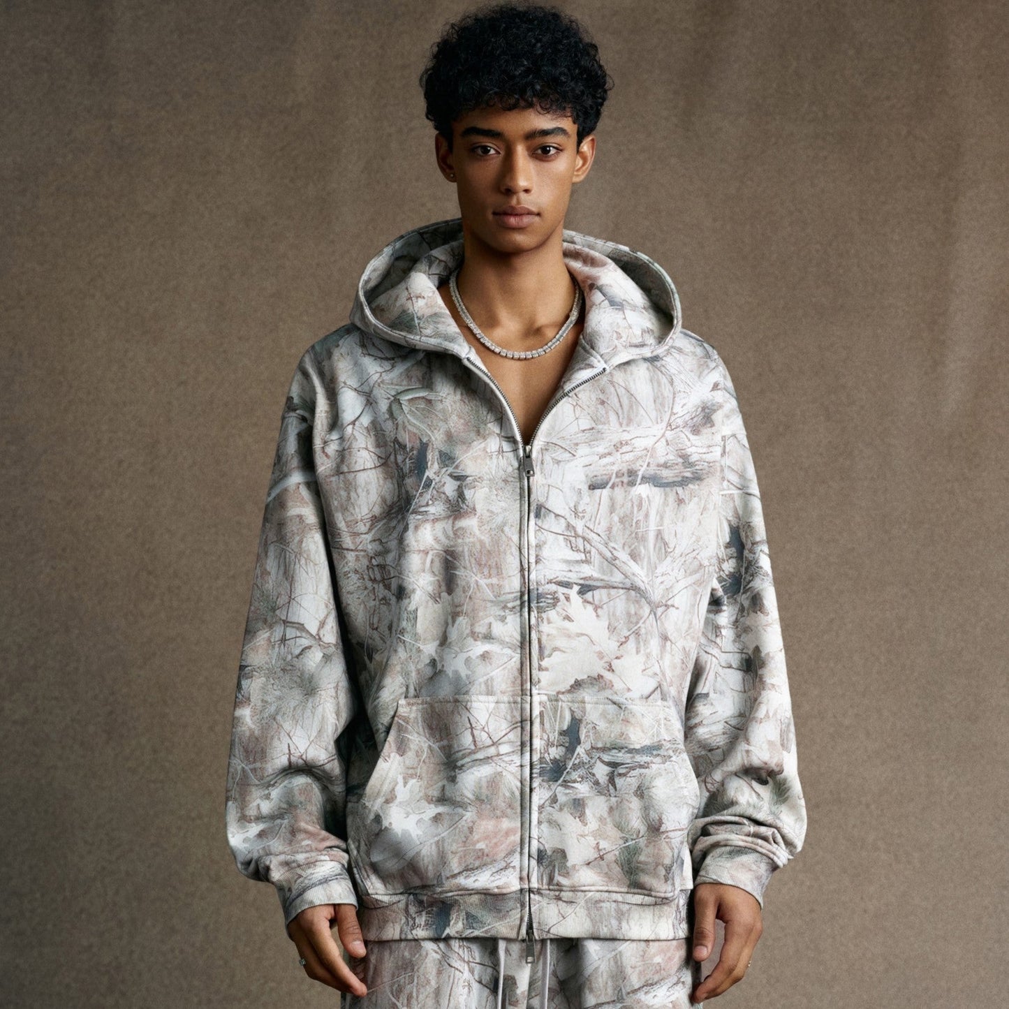 Forest Camo | Oversized Zip-Up Hoodie - Luxuryurbanwear