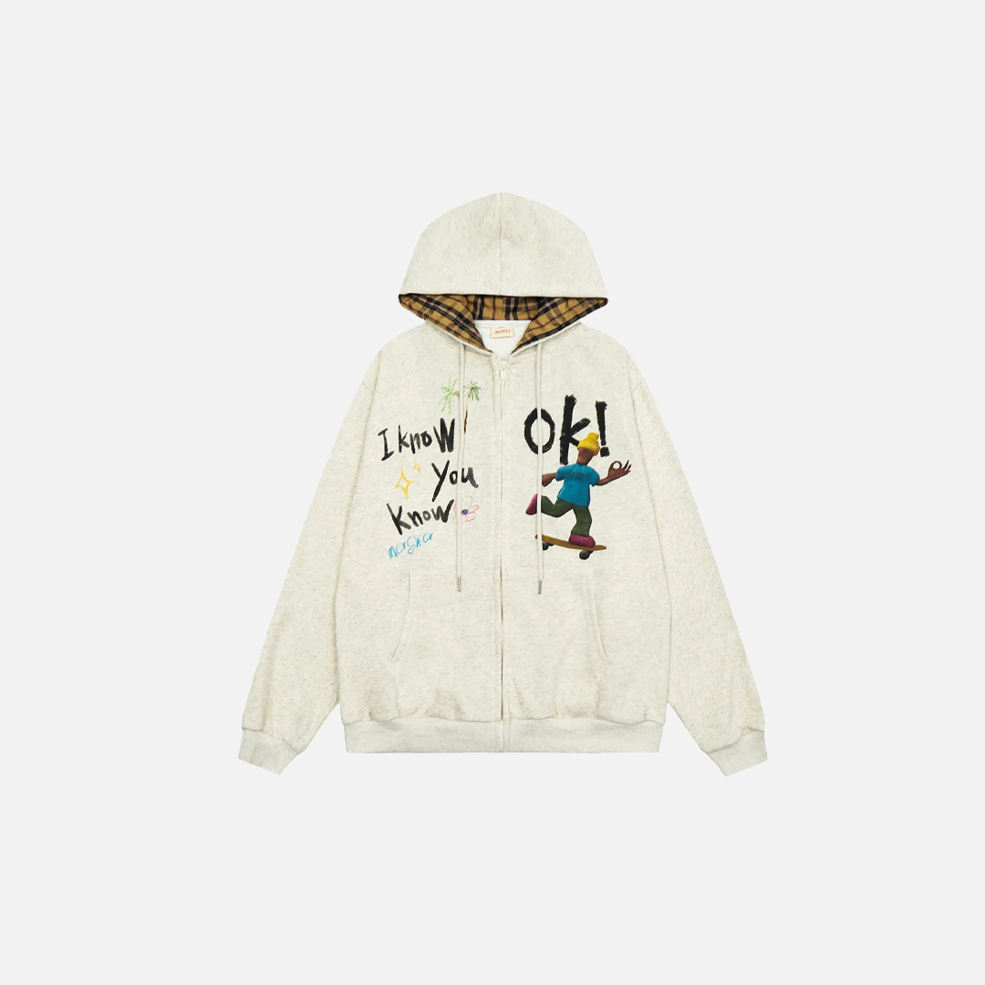 Long-lasting Cool Graffiti Zip Up Hooded Sweatshirt - Luxuryurbanwear