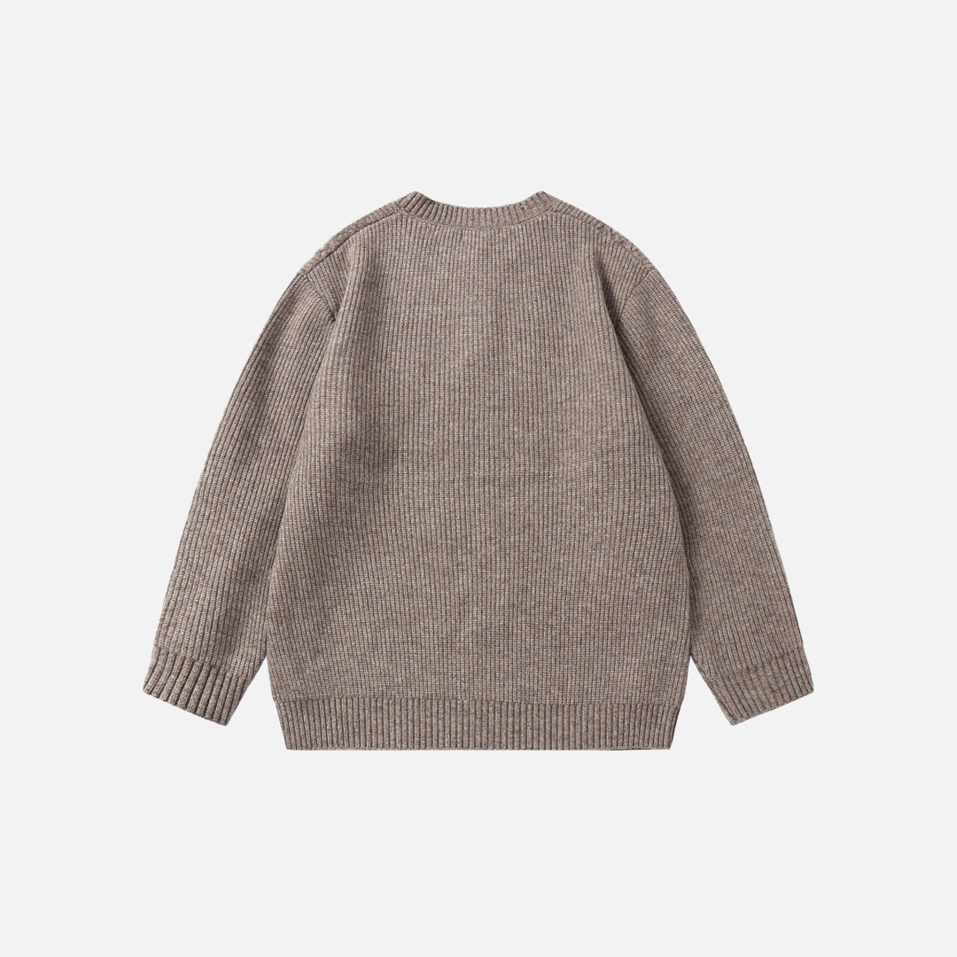Plush Loose Half Button Round Neck Sweater - Luxuryurbanwear