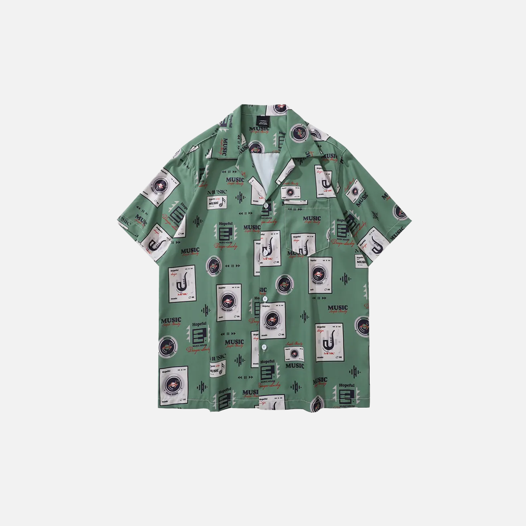 Retro Essential Music Player Graphic Short Sleeve Shirt - Luxuryurbanwear