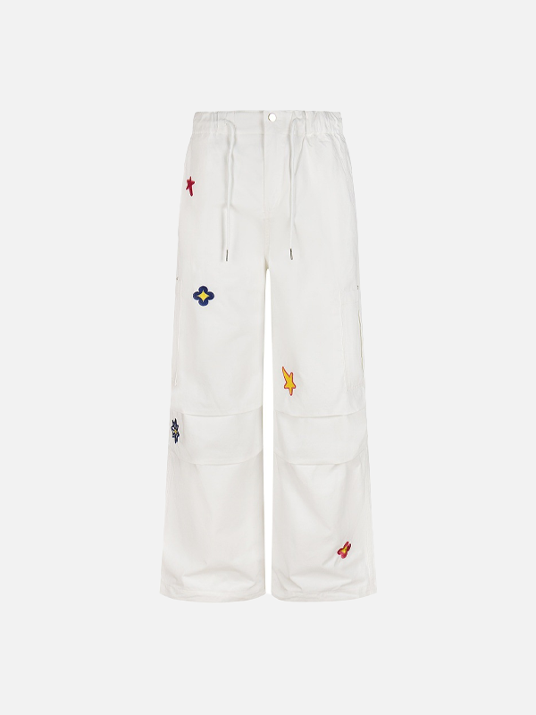 Stylish European Star Embroidered Wide Leg Pants - Luxuryurbanwear