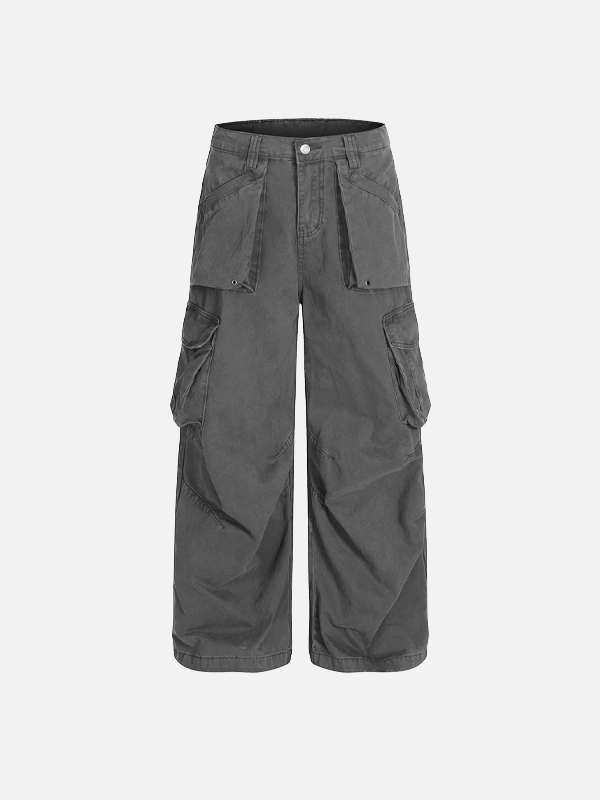 Durable Streetwear Loose Fit Pleated Cargo Pants - Luxuryurbanwear
