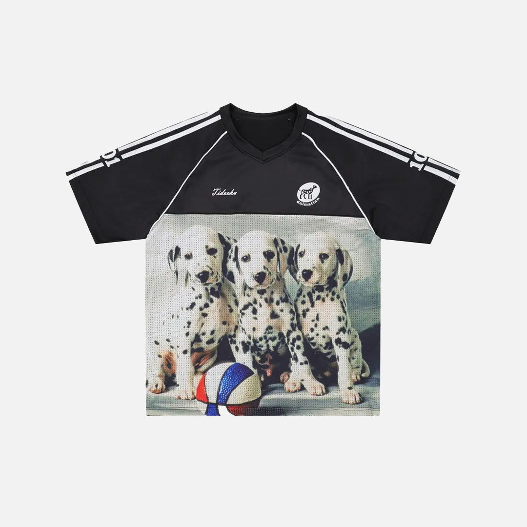 Insulated Dalmatian Graphic Mesh Jersey T-Shirt - Luxuryurbanwear
