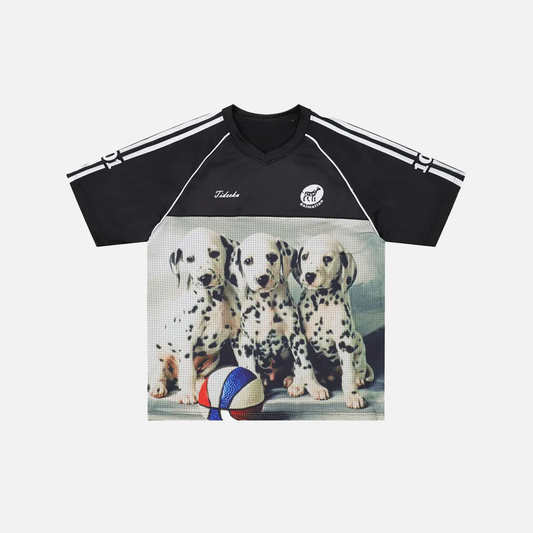 Insulated Dalmatian Graphic Mesh Jersey T-Shirt - Luxuryurbanwear
