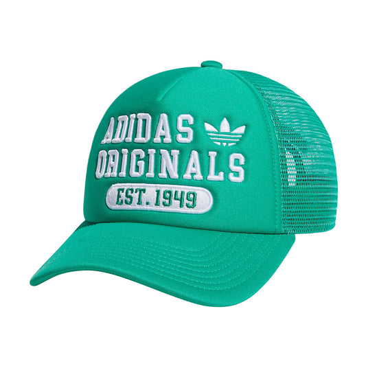 adidas Originals Mixed Graphics Foam Front High Crown Snapback Trucker Hat Court Green/White One Size