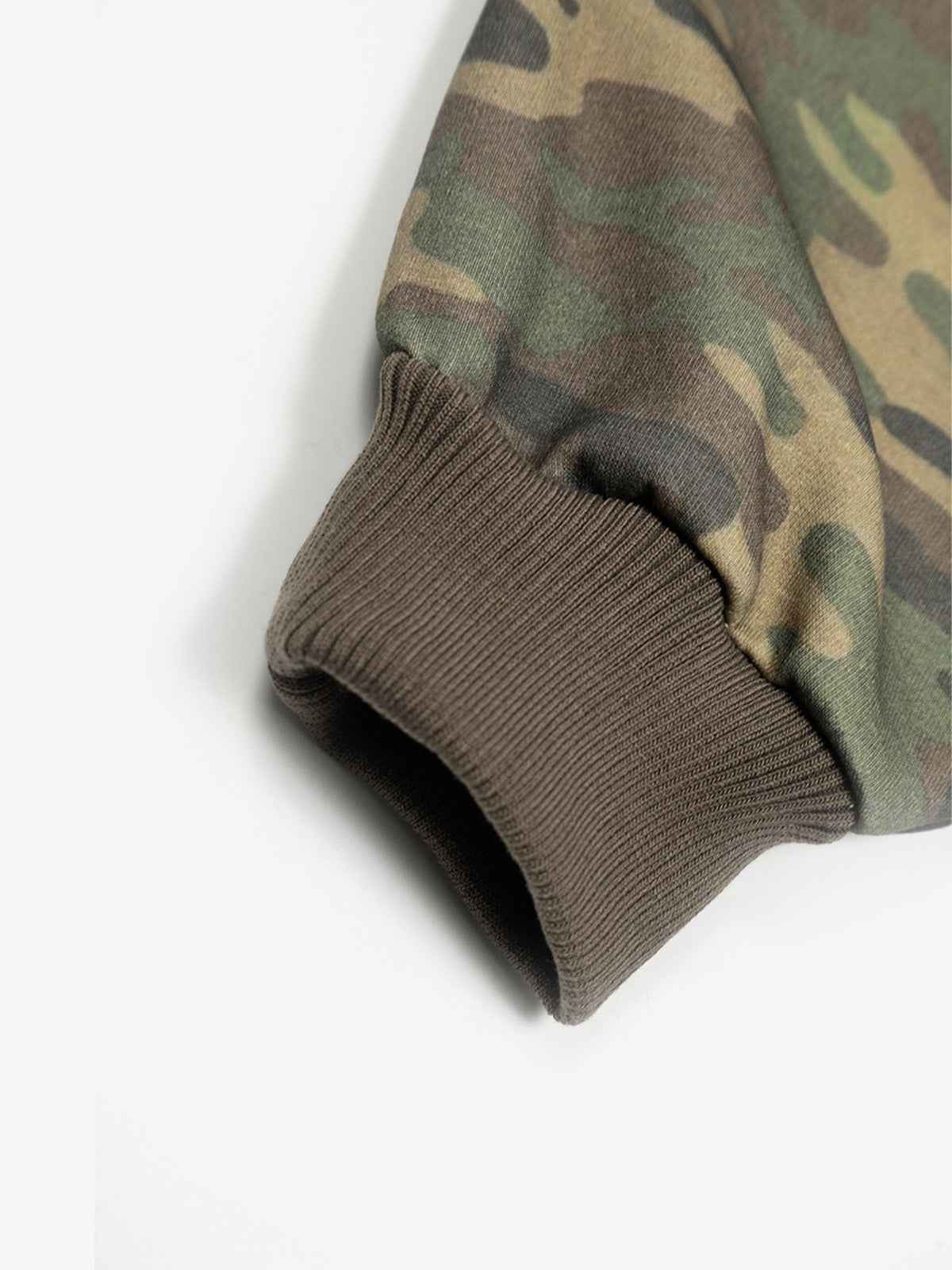 Vintage Heavy Embroidery Camo Zip-Up Hoodie