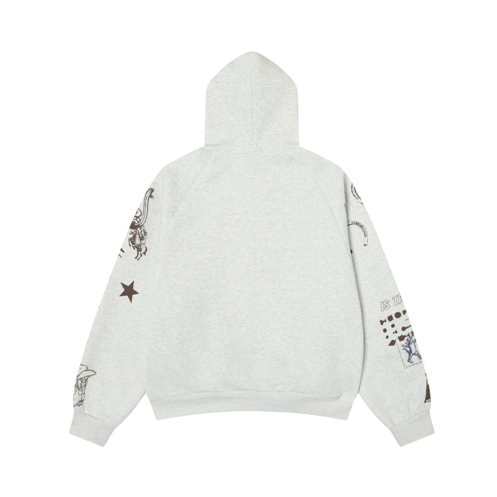 Hand-drawn | Graffiti Zip-Up Hoodie - Luxuryurbanwear