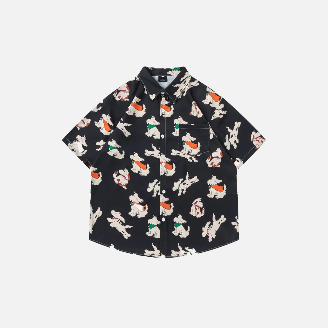 Streetwear Vibrant Cartoon Dog Cute Beach Shirt - Luxuryurbanwear