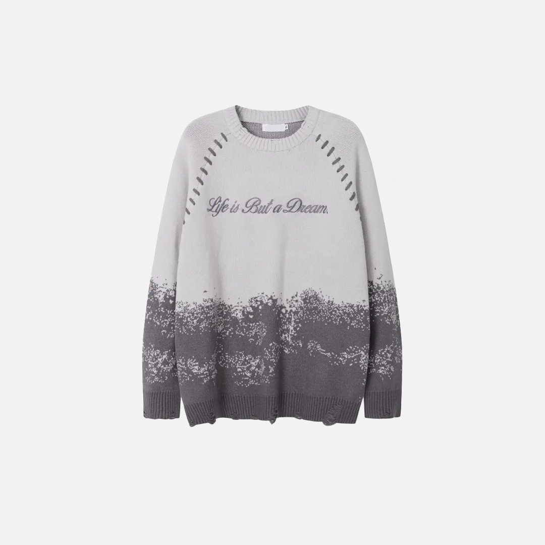 Stylish Grunge Embroidered Ripped Sweater - Luxuryurbanwear