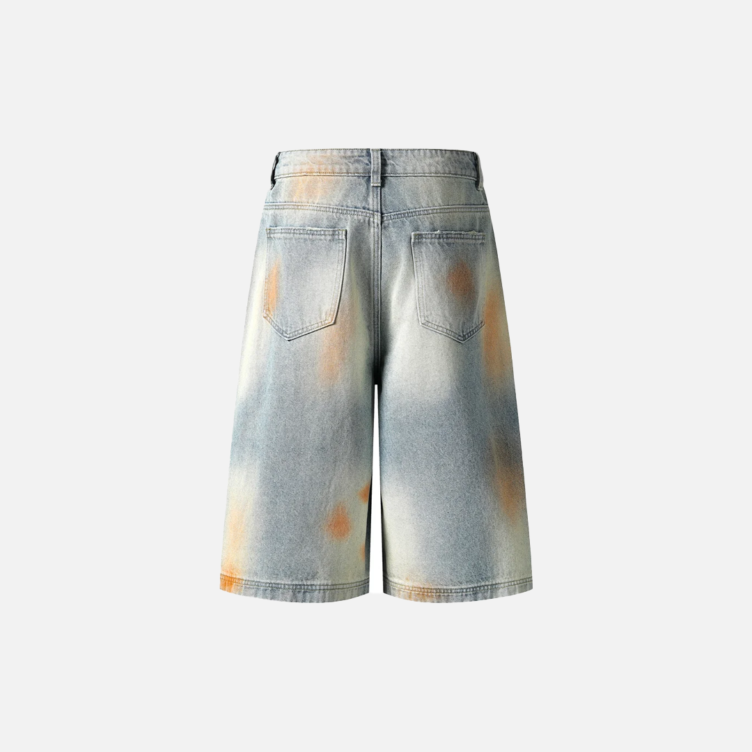 Streetwear Flattering Distressed Tie-Dye Denim Short - Luxuryurbanwear