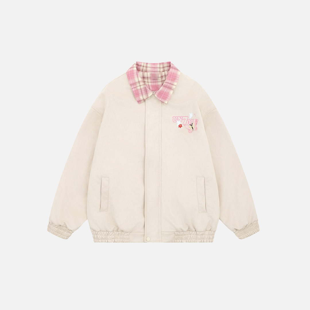 Y2K Butterfly Print Bloom Embroidered Casual Jacket - Luxuryurbanwear