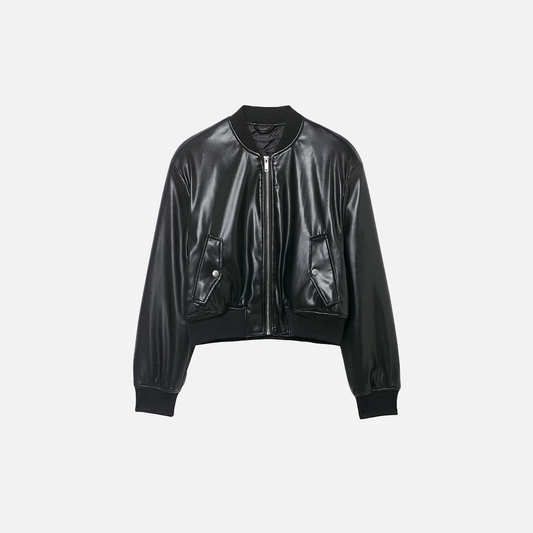 Signature Stylish Black PU Leather Zipper Jacket - Luxuryurbanwear