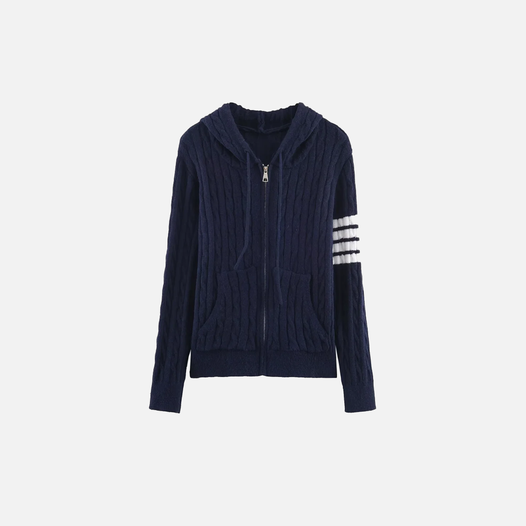 Effortless Slim Fit Zipper Hooded Cardigan - Luxuryurbanwear