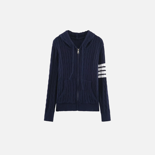Effortless Slim Fit Zipper Hooded Cardigan - Luxuryurbanwear