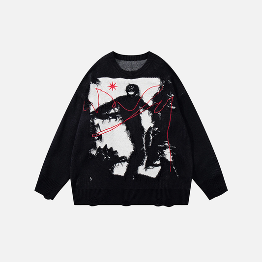 Vintage Oversized Patchwork Knit Jumper Sweater - Luxuryurbanwear