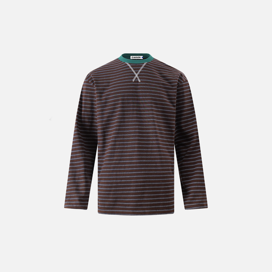 Striped Oversized Long Sleeve Casual T-Shirt - Luxuryurbanwear