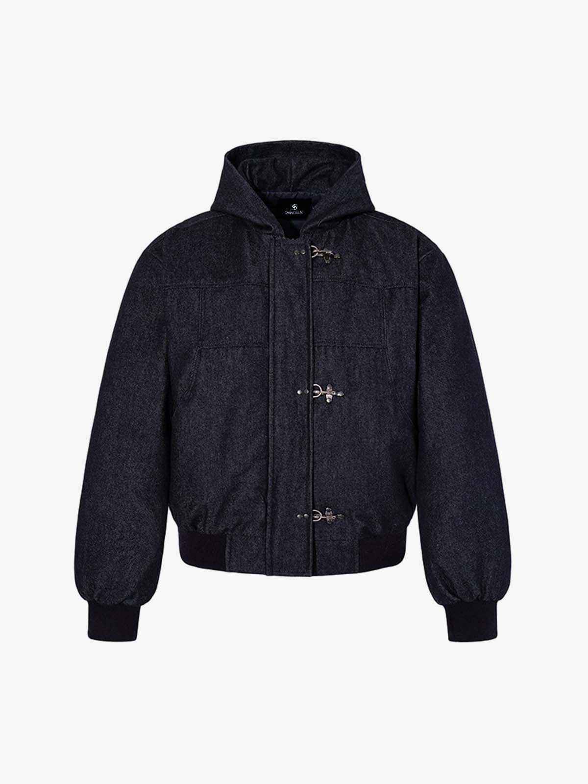Denim Toggle Detail Bomber Jacket - 2581
