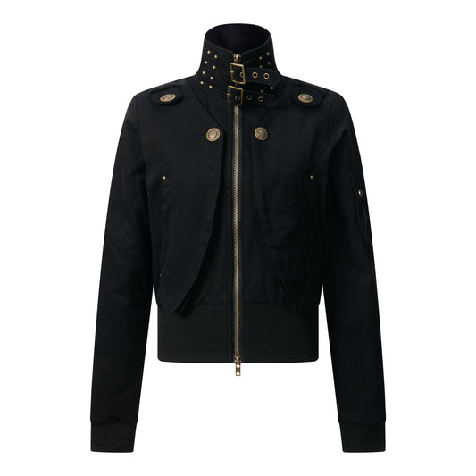 Shadow Armor | Cropped Vegan Leather Jacket - Luxuryurbanwear