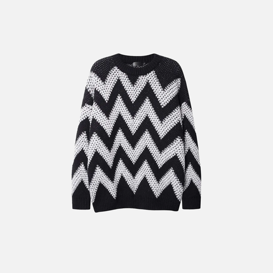 Streetwear Diamond Argyle Striped Knitted Sweater - Luxuryurbanwear